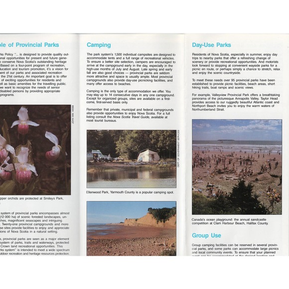 24 x 18 Foldable Nova Scotia Provincial Parks Department of Tourism Brochure Map - Picture 5 of 6